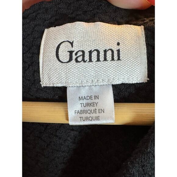 Ganni x Anthropologie Fulton Black Pleated Knit A-Line Cocktail Mini Dress Small - Picture 4 of 13